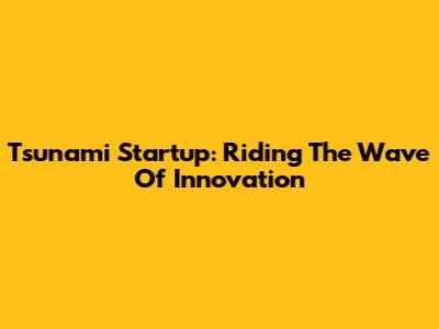 Tsunami Startup: Riding The Wave Of Innovation