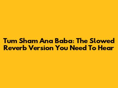 Tum Sham Ana Baba: The Slowed Reverb Version You Need To Hear
