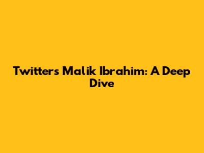 Twitter's Malik Ibrahim: A Deep Dive