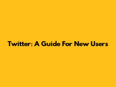 Twitter: A Guide For New Users