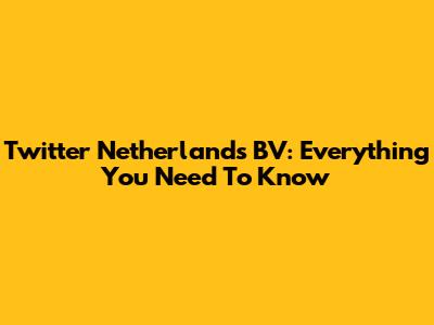 Twitter Netherlands BV: Everything You Need To Know