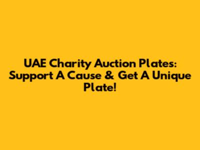 UAE Charity Auction Plates: Support A Cause & Get A Unique Plate!