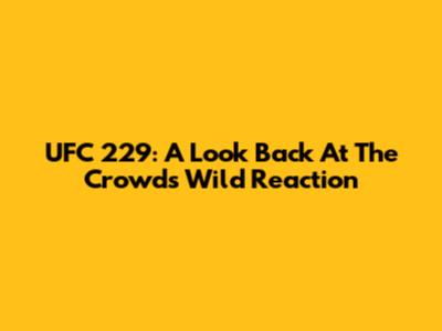 UFC 229: A Look Back At The Crowd's Wild Reaction