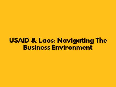 USAID & Laos: Navigating The Business Environment