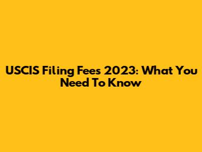 USCIS Filing Fees 2023: What You Need To Know
