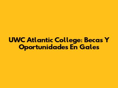 UWC Atlantic College: Becas Y Oportunidades En Gales
