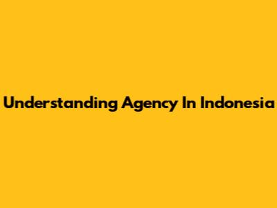Understanding Agency In Indonesia