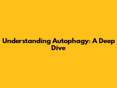 Understanding Autophagy: A Deep Dive