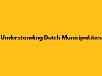 Understanding Dutch Municipalities