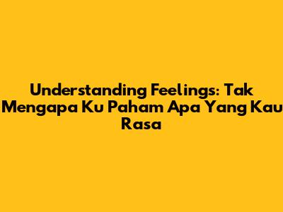Understanding Feelings: Tak Mengapa Ku Paham Apa Yang Kau Rasa