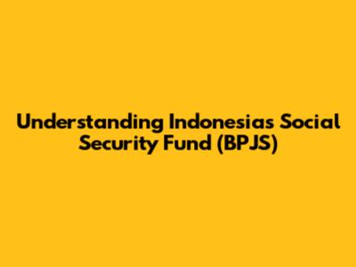 Understanding Indonesia's Social Security Fund (BPJS)