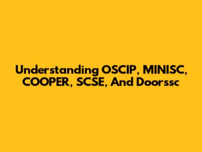 Understanding OSCIP, MINISC, COOPER, SCSE, And Doorssc