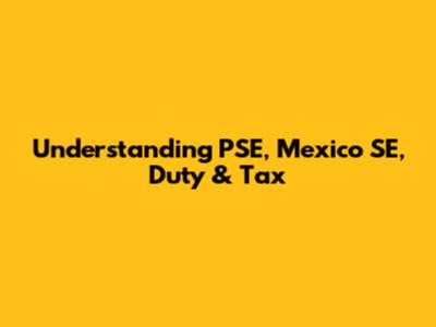 Understanding PSE, Mexico SE, Duty & Tax