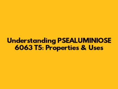 Understanding PSEALUMINIOSE 6063 T5: Properties & Uses
