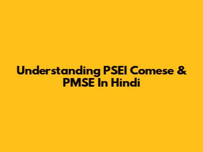 Understanding PSEI Comese & PMSE In Hindi