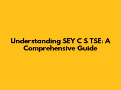 Understanding SEY C S TSE: A Comprehensive Guide