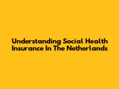 Understanding Social Health Insurance In The Netherlands