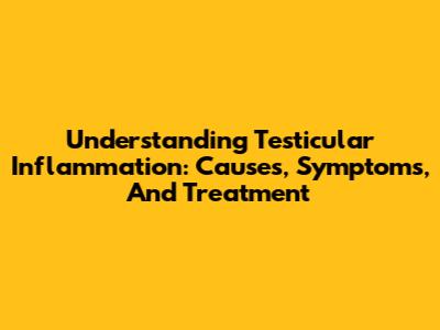 Understanding Testicular Inflammation: Causes, Symptoms, And Treatment