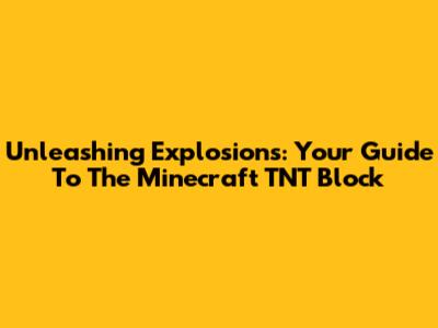 Unleashing Explosions: Your Guide To The Minecraft TNT Block