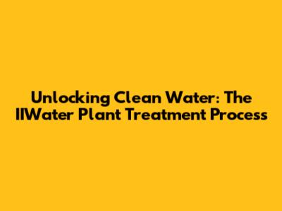 Unlocking Clean Water: The IIWater Plant Treatment Process