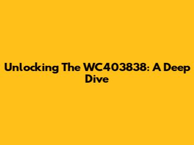 Unlocking The WC403838: A Deep Dive