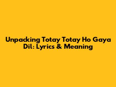 Unpacking 'Totay Totay Ho Gaya Dil': Lyrics & Meaning
