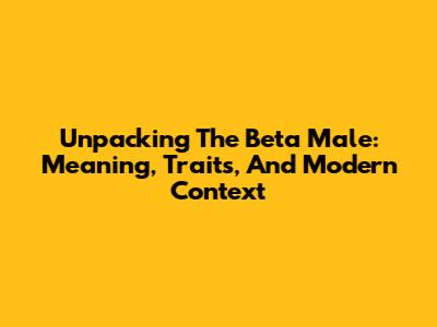 Unpacking The Beta Male: Meaning, Traits, And Modern Context