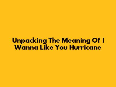 Unpacking The Meaning Of 'I Wanna Like You' Hurricane