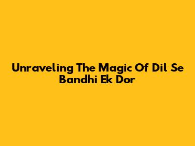 Unraveling The Magic Of 'Dil Se Bandhi Ek Dor'