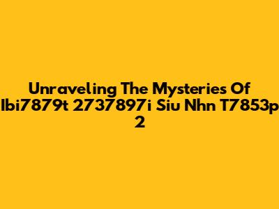 Unraveling The Mysteries Of Ibi7879t 2737897i Siu Nhn T7853p 2