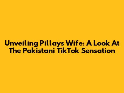Unveiling Pillay's Wife: A Look At The Pakistani TikTok Sensation