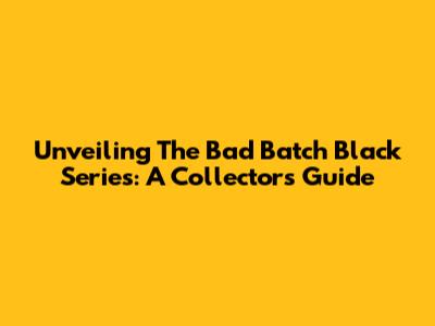 Unveiling The Bad Batch Black Series: A Collector's Guide