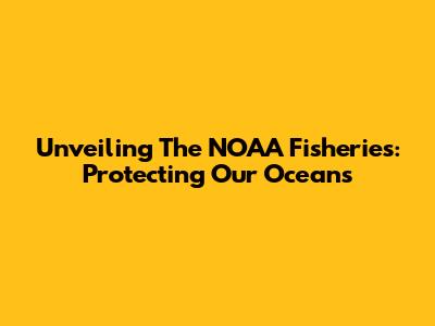 Unveiling The NOAA Fisheries: Protecting Our Oceans