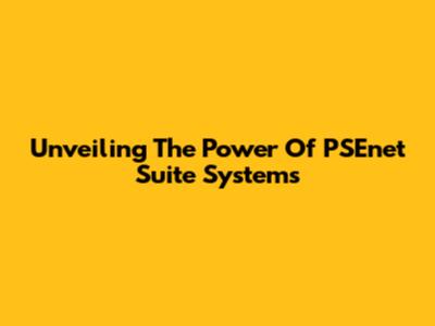 Unveiling The Power Of PSEnet Suite Systems