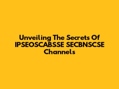 Unveiling The Secrets Of IPSEOSCABSSE SECBNSCSE Channels