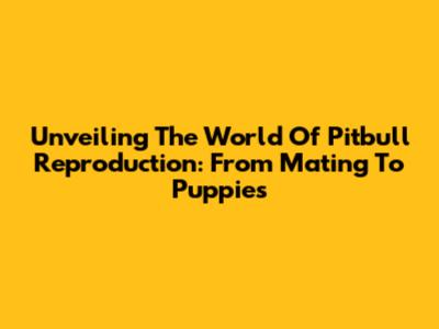 Unveiling The World Of Pitbull Reproduction: From Mating To Puppies