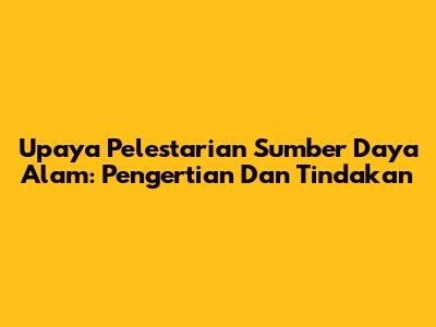 Upaya Pelestarian Sumber Daya Alam: Pengertian Dan Tindakan
