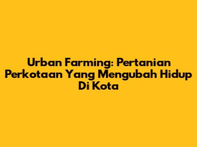 Urban Farming: Pertanian Perkotaan Yang Mengubah Hidup Di Kota