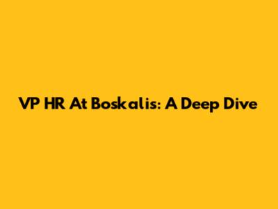 VP HR At Boskalis: A Deep Dive