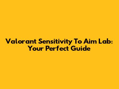 Valorant Sensitivity To Aim Lab: Your Perfect Guide
