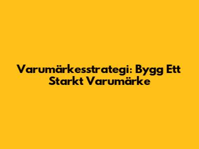 Varumärkesstrategi: Bygg Ett Starkt Varumärke