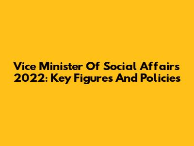 Vice Minister Of Social Affairs 2022: Key Figures And Policies