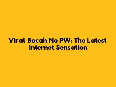 Viral Bocah No PW: The Latest Internet Sensation