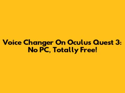 Voice Changer On Oculus Quest 3: No PC, Totally Free!