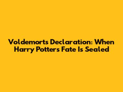 Voldemort's Declaration: When Harry Potter's Fate Is Sealed