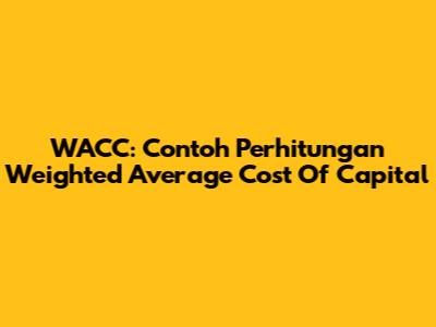 WACC: Contoh Perhitungan Weighted Average Cost Of Capital