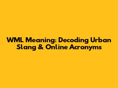 WML Meaning: Decoding Urban Slang & Online Acronyms