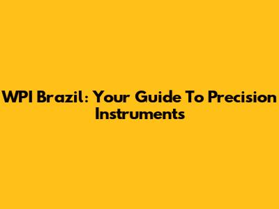 WPI Brazil: Your Guide To Precision Instruments