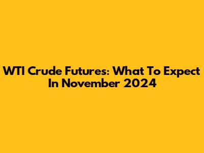 WTI Crude Futures: What To Expect In November 2024