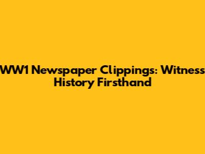 WW1 Newspaper Clippings: Witness History Firsthand